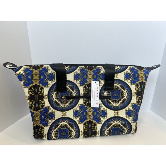 ALICE + OLIVIA Duffle Weekender Bag Regal Romance Sapphire, No Crossbody Strap - Picture 1 of 7